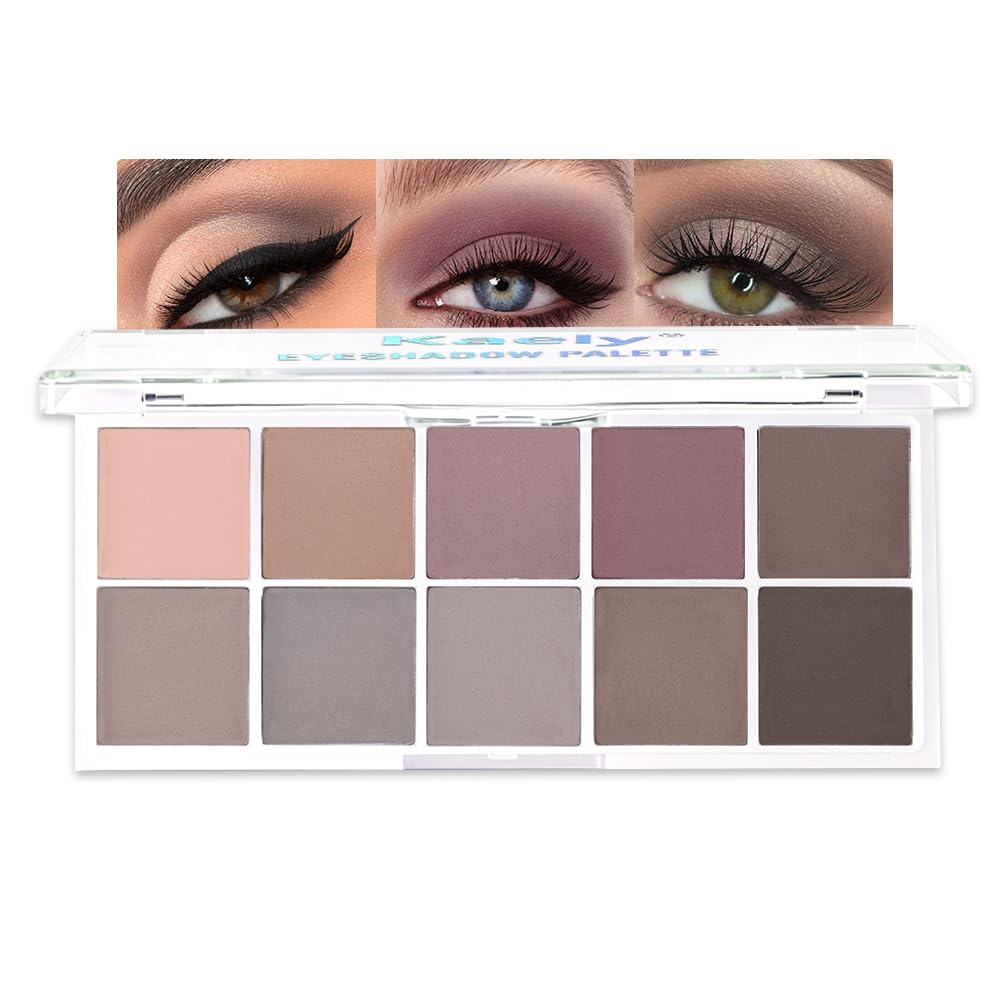 evpct Mauve Taupe Plum Matte Single Eye Shadow Palette Makeup for Older Women, Plum Lavender Purple Natural Cream Eyeshadow Palette for Green Eyes, High Pigment Mini Monochrome Eyeshadow
