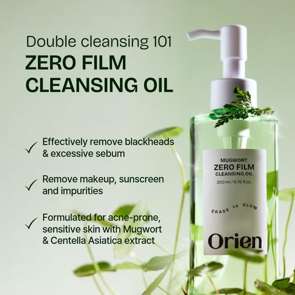 Orien Mugwort Zero Film Cleansing Oil 6.76 fl.oz. 200ml ㅣDaily Makeup Blackhead Removal No pore clogging Korean skincare double cleansing