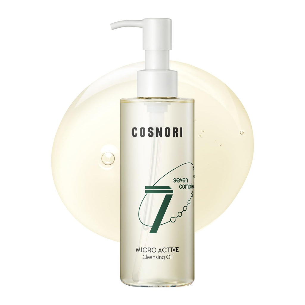 COSNORI 7-Complex Micro Active Cleansing Oil – Korean Vegan Facial Cleansing Oil, Fresh and Light Finish – Gentle Makeup Remover for Face, Hypoallergic, Fermented 7-Oil Complexes, 6.7 fl.oz.