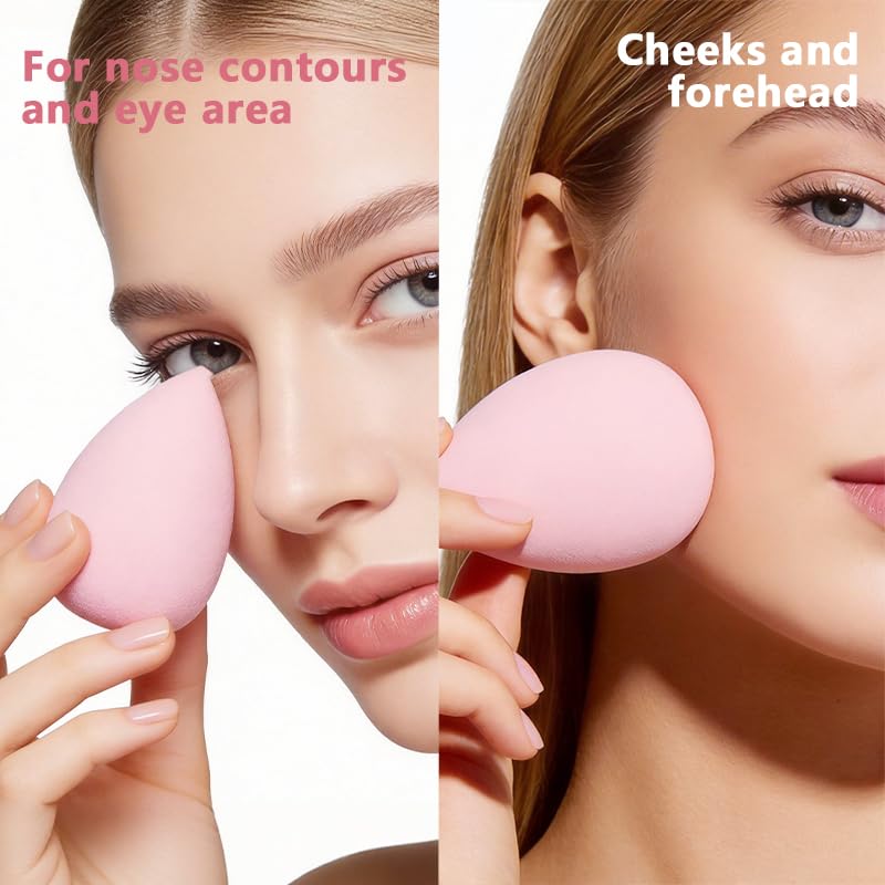 Makeup Sponge Set 6 Pcs Blender Sponges for Liquid, Cream, and Powder, Multi-color Pink Soft Latex-Free Cosmetic Applicators