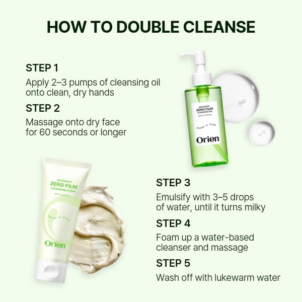 Orien Mugwort Zero Film Cleansing Oil 6.76 fl.oz. 200ml ㅣDaily Makeup Blackhead Removal No pore clogging Korean skincare double cleansing