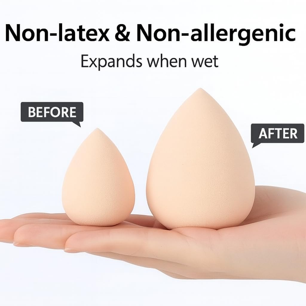 OO-MY Ultra Soft Makeup Sponge Set – 7 Latex-Free Beauty Blenders for Flawless Foundation, Concealer & Powder Application (Dry & Wet Use)