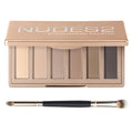 6 Matte Neutral Mini Eyeshadow Palette with Brush - Ultra Blendable Cool-Tone Nude Smokey Eye Shadow Palette, Long-lasting Wear Smooth Texture