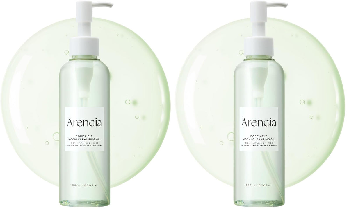 ARENCIA Pore Melt Mochi Makeup-Removing Cleansing Oil, Non-Comedogenic, Rice Amino Acids HD, Vitamin E, Cica, & Ceramide, 6.76 fl oz