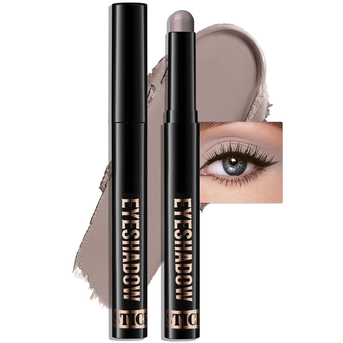 Eyeshadow Stick Light Taupe, Matte Cream Eye Shadow Stick Waterproof Nude Neutral Eyeliner Brightener Pencil Crayon Long-Lasting Eye Highlighter Makeup for Older Women Easy to Use High Pigmented