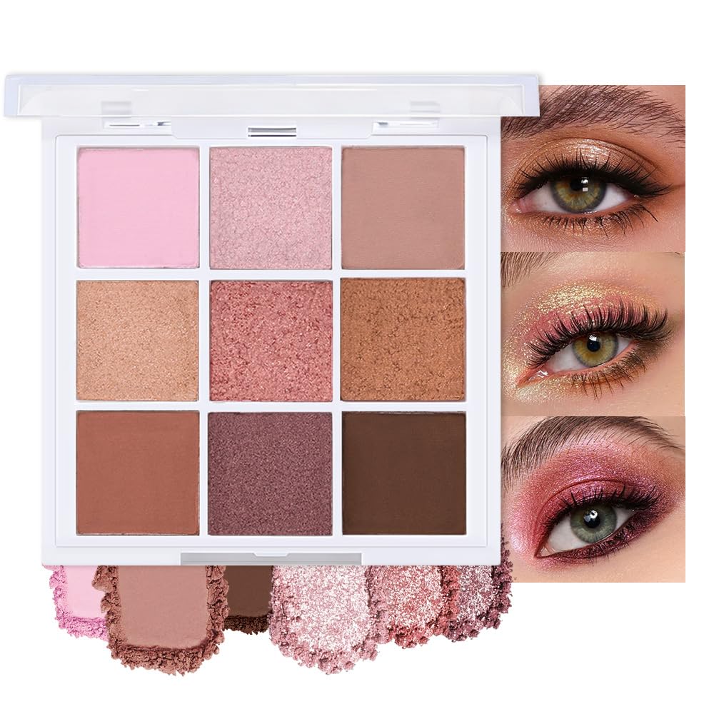 evpct 9 Colors Brown Nude Gold Black Smokey Glitter Eyeshadow Palette