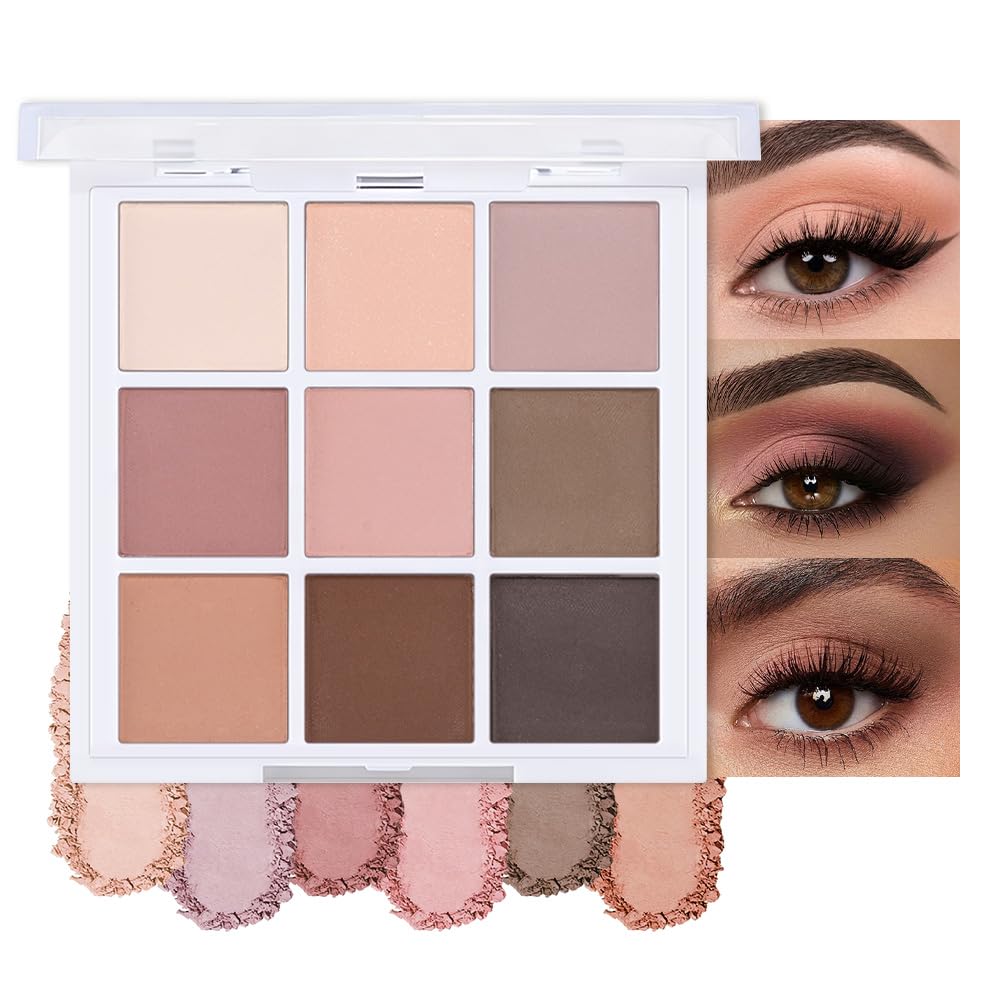 evpct 9 Colors Brown Nude Gold Black Smokey Glitter Eyeshadow Palette