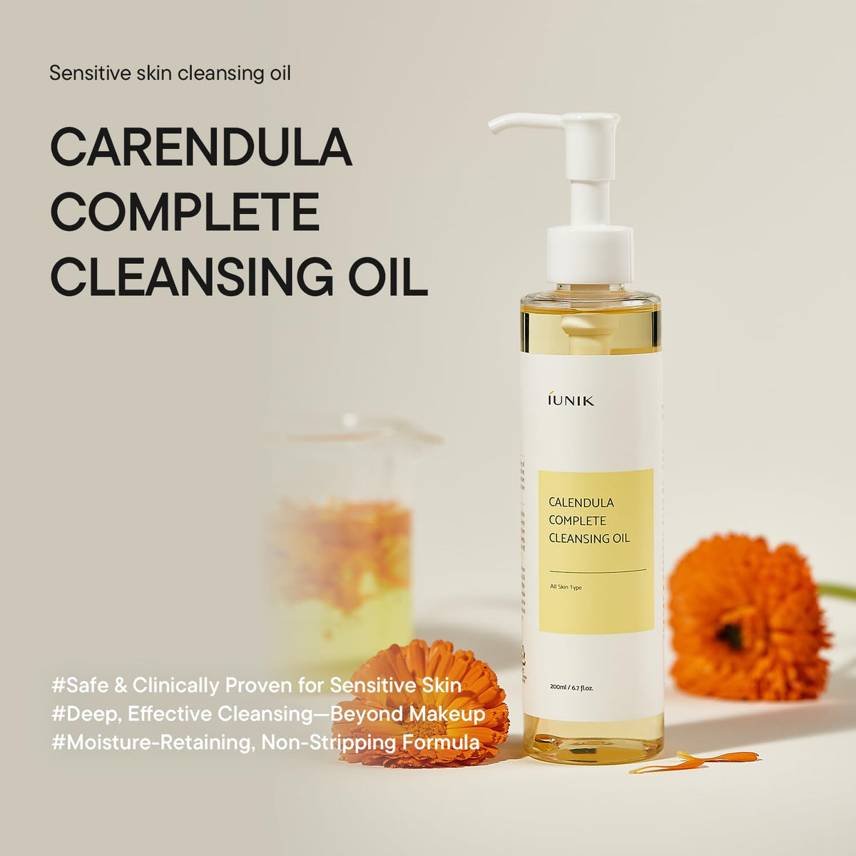 IUNIK Calendula Complete Cleansing Oil - Makeup Remover 6.7 fl oz