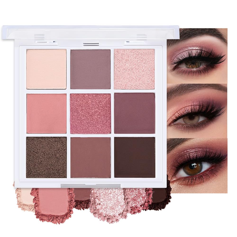 evpct 9 Colors Brown Nude Gold Black Smokey Glitter Eyeshadow Palette
