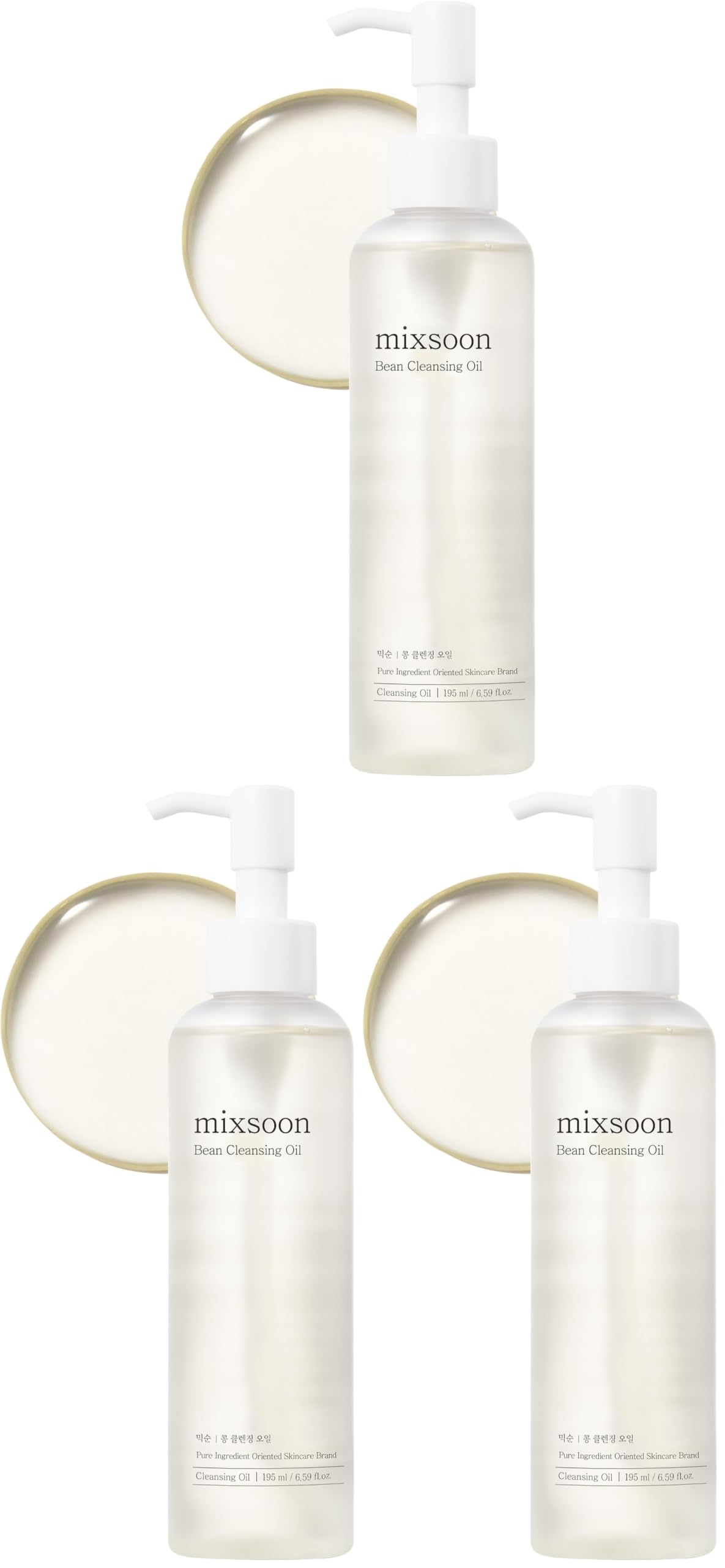 mixsoon Bean Cleansing Oil - Lightweight Oil Deep Cleansing and Makeup Blackhead Remover, Fermented Bean, Hydrating and Balancing for Smooth Skin 195ml / 6.59 fl.oz. Korean Glass Skin Care