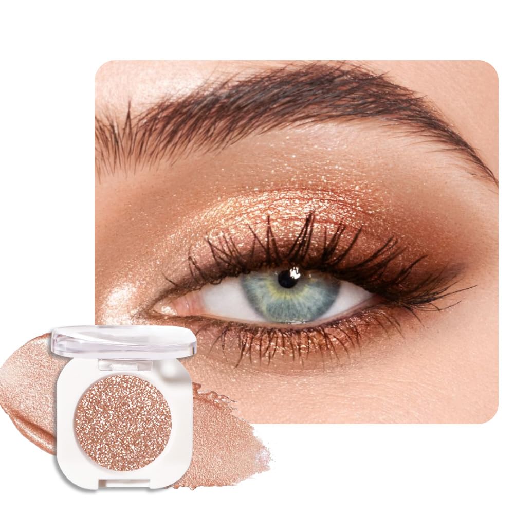 Champagne Shimmer Cream Eyeshadow, Light Gold Sheer Metallic Glow Glitter Eye Shadow for Mature Skin, Lightweight Blendable, Subtle Shimmer, Crease-Proof, Vegan & Cruelty-Free Sombras para Ojos