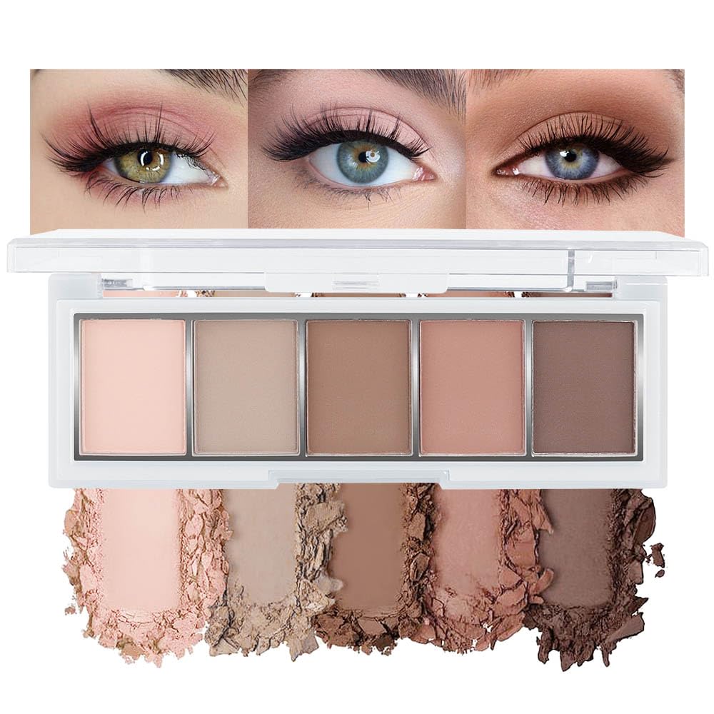 evpct Mauve Taupe Plum Matte Single Eye Shadow Palette Makeup for Older Women, Plum Lavender Purple Natural Cream Eyeshadow Palette for Green Eyes, High Pigment Mini Monochrome Eyeshadow