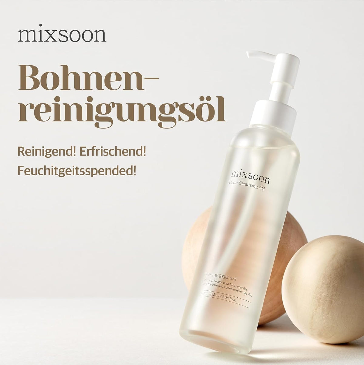 mixsoon Bean Cleansing Oil - Lightweight Oil Deep Cleansing and Makeup Blackhead Remover, Fermented Bean, Hydrating and Balancing for Smooth Skin 195ml / 6.59 fl.oz. Korean Glass Skin Care