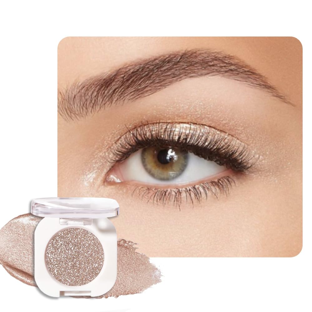 Champagne Shimmer Cream Eyeshadow, Light Gold Sheer Metallic Glow Glitter Eye Shadow for Mature Skin, Lightweight Blendable, Subtle Shimmer, Crease-Proof, Vegan & Cruelty-Free Sombras para Ojos