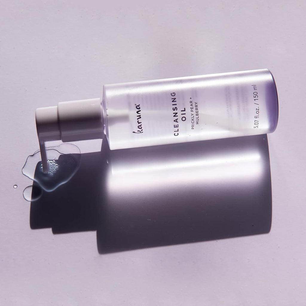 Karuna Cleansing Oil for Face - Gentle Makeup Remover Oil with Camellia, Hyaluronic Acid, Prickly Pear & Aloe - Pre-Cleanse Oil Based Face Cleanser for All Skin Types Including Oily & Blemish-Prone