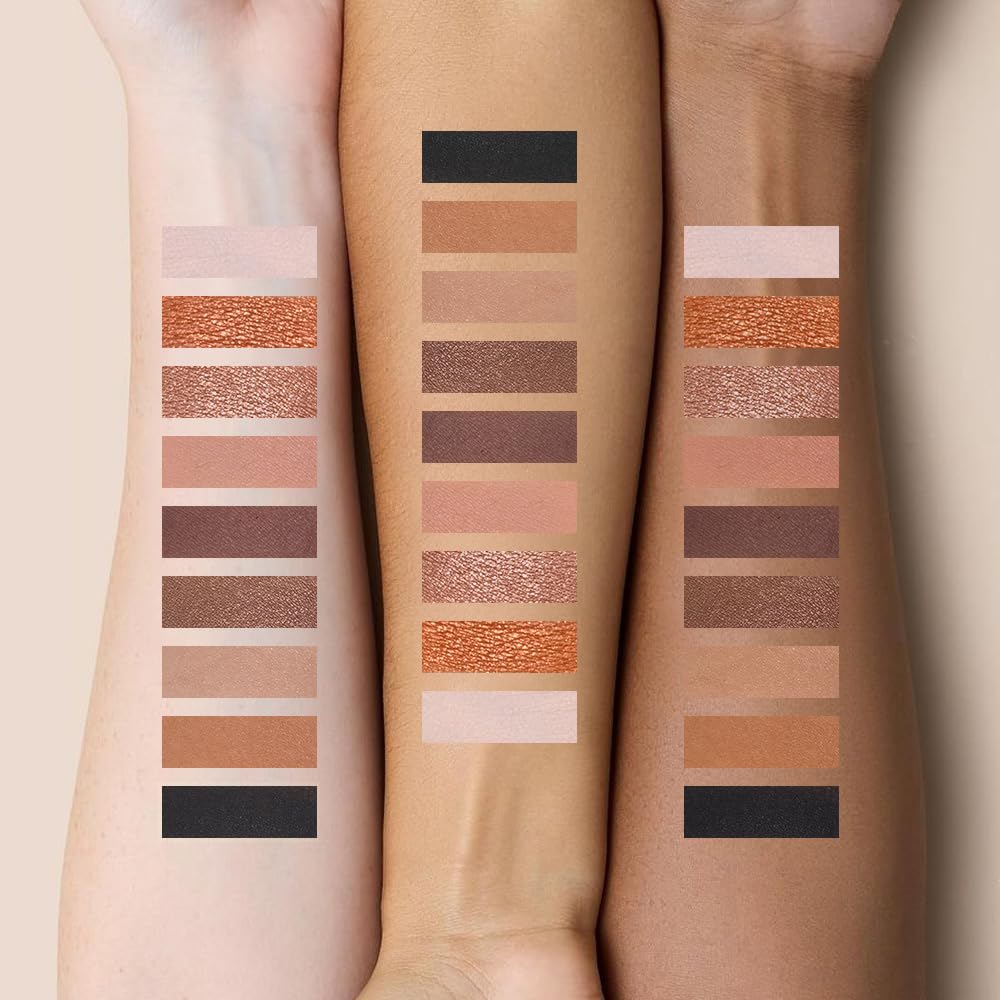 evpct 9 Colors Brown Nude Gold Black Smokey Glitter Eyeshadow Palette