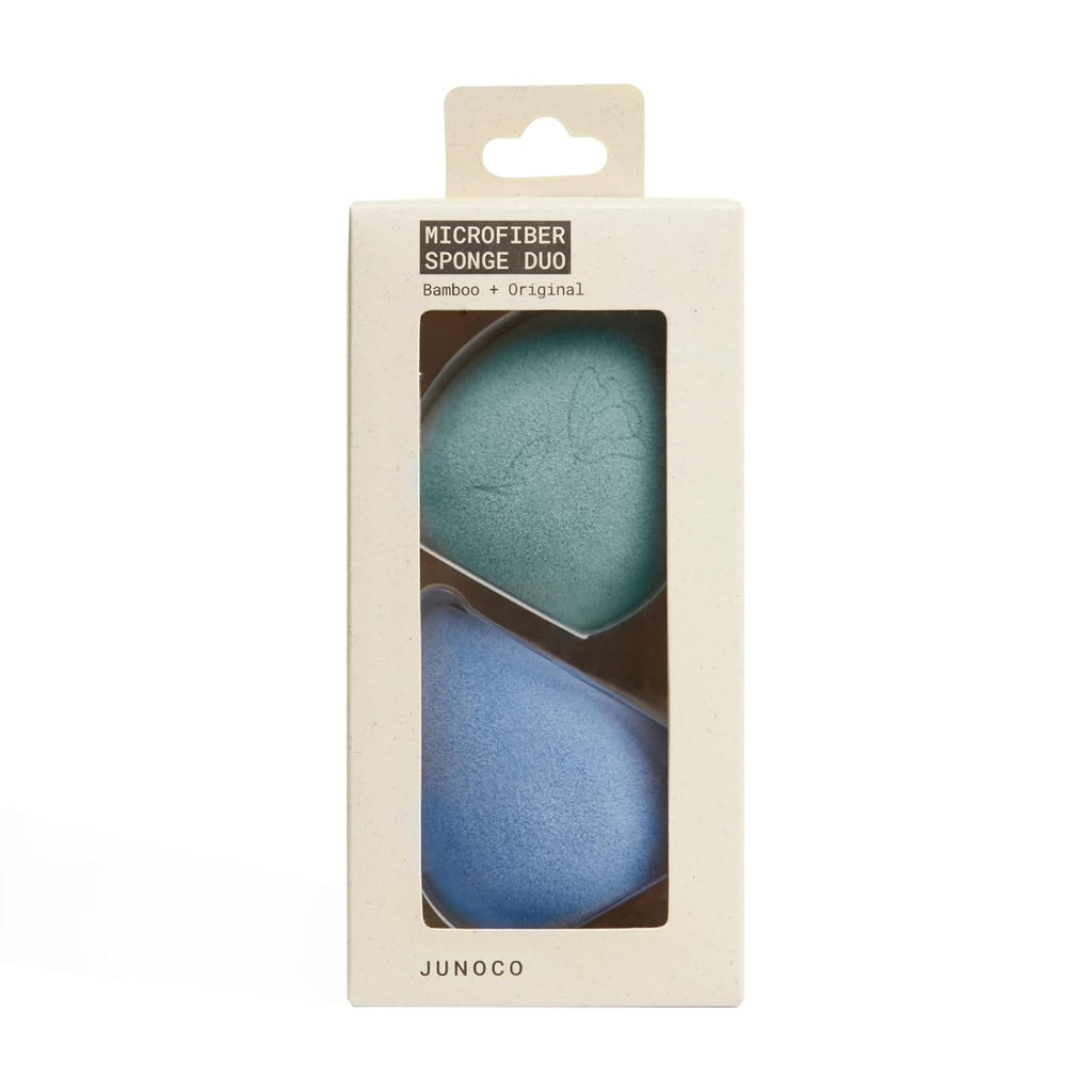JUNO & Co. Microfiber Makeup Sponge, Dual Layer Technology for Full Coverage Flawless Makeup Blender for Foundation, Powder and Cream (2 Packs-Velvet and Bamboo)