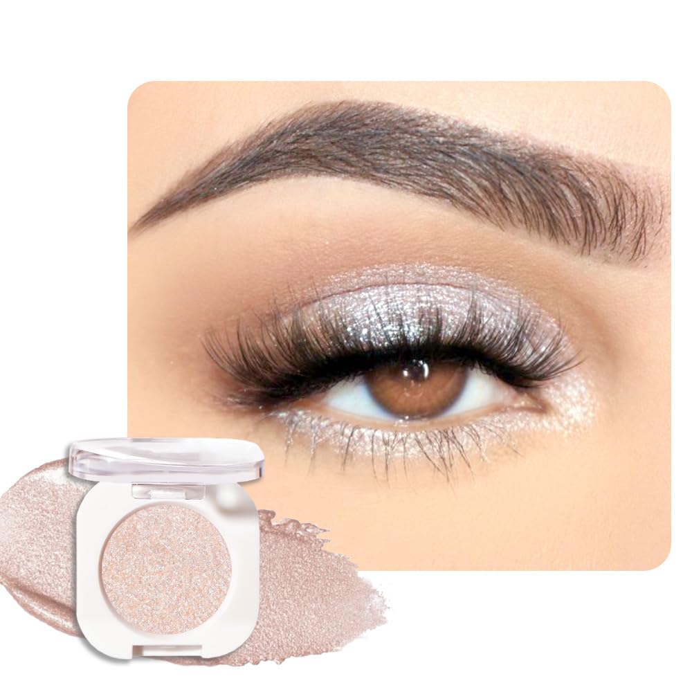 Champagne Shimmer Cream Eyeshadow, Light Gold Sheer Metallic Glow Glitter Eye Shadow for Mature Skin, Lightweight Blendable, Subtle Shimmer, Crease-Proof, Vegan & Cruelty-Free Sombras para Ojos