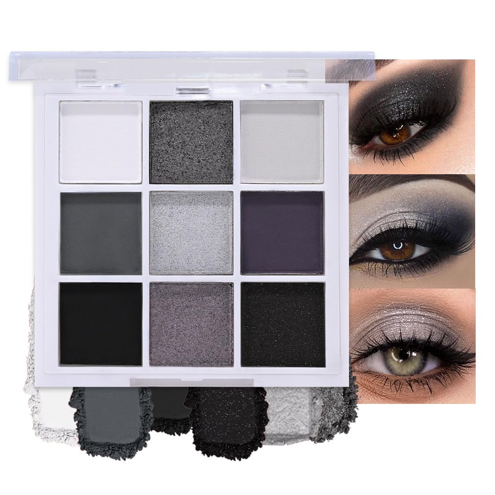 evpct 9 Colors Brown Nude Gold Black Smokey Glitter Eyeshadow Palette