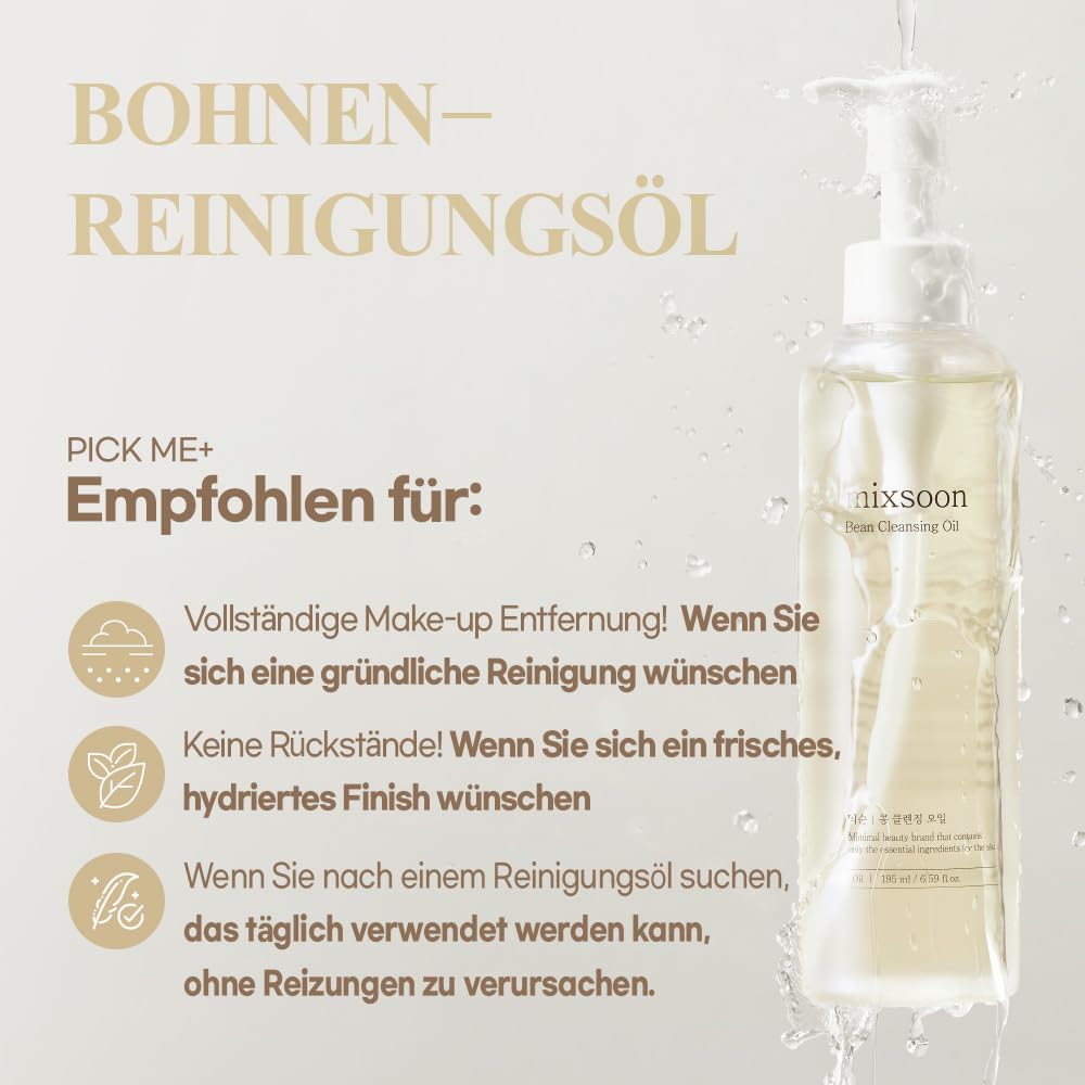 mixsoon Bean Cleansing Oil - Lightweight Oil Deep Cleansing and Makeup Blackhead Remover, Fermented Bean, Hydrating and Balancing for Smooth Skin 195ml / 6.59 fl.oz. Korean Glass Skin Care