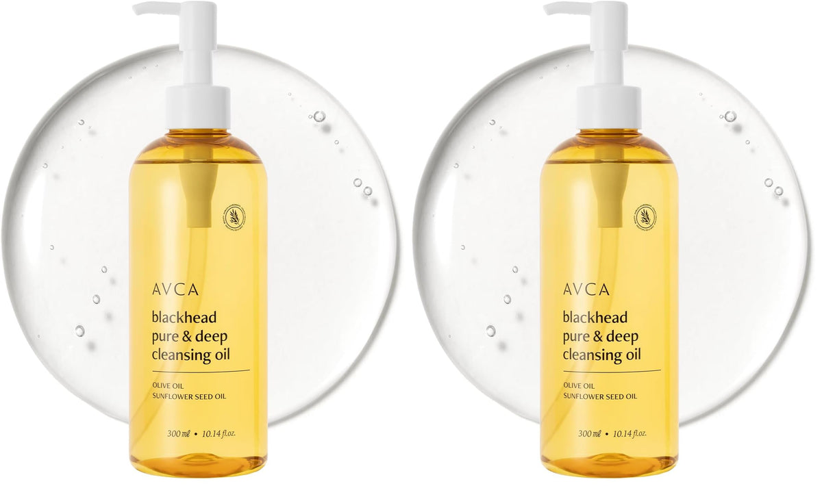 AVCA Jumbo Size Blackhead Remover Cleansing Oil 10.14 fl oz (300ml) – K-Beauty Pore Care Cleanser with PHA, Dissolves Makeup & Sebum, Gentle Exfoliating Oil Cleanser for Oily & Normal Skin