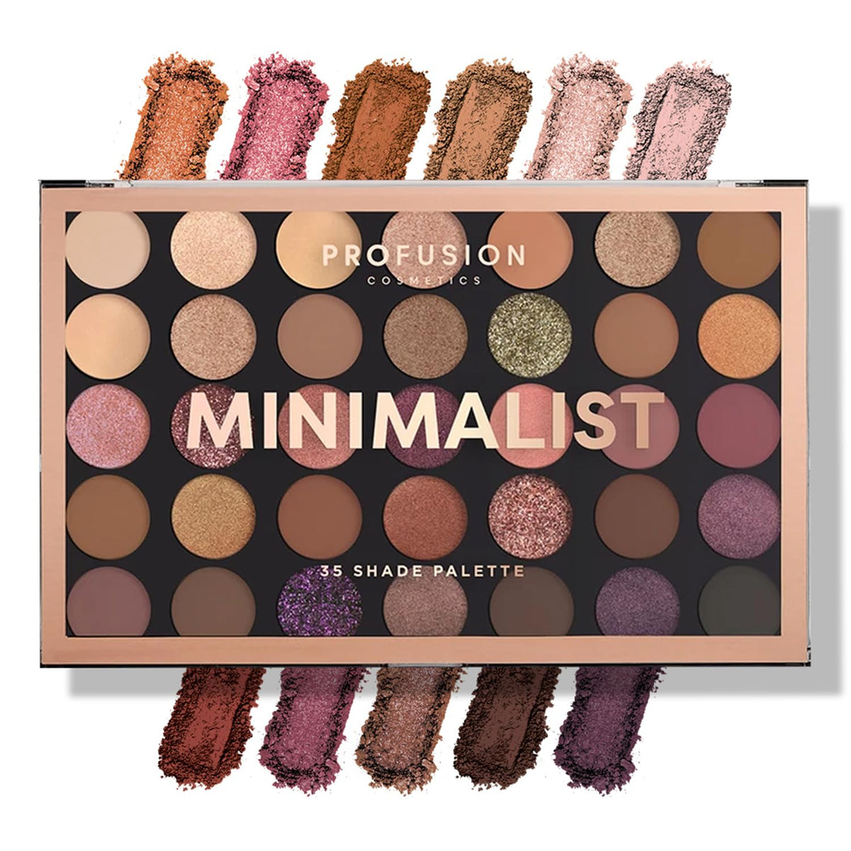 Profusion Cosmetics Marigold 35 Shade Eyeshadow Palette – Multicolor Blendable Natural Shades in Matte, Shimmer, and Glitter Finishes, Long-Wear Formula, Vegan & Cruelty-Free Makeup