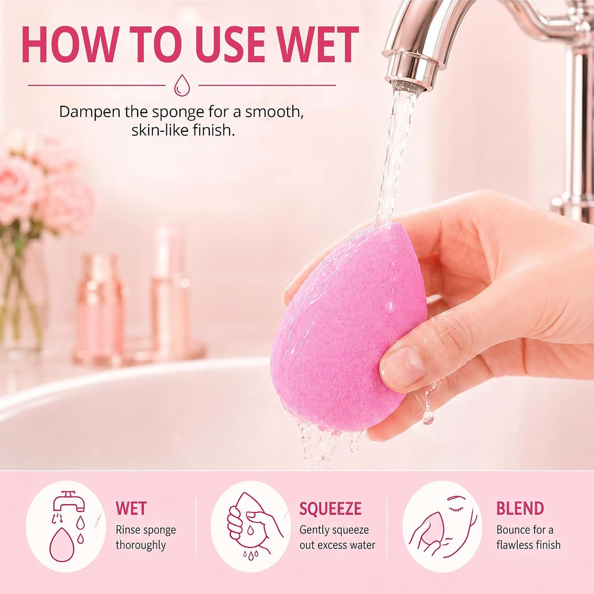 BEAKEY Makeup Sponge Set of 6, Super Soft Beauty Sponges for Foundation