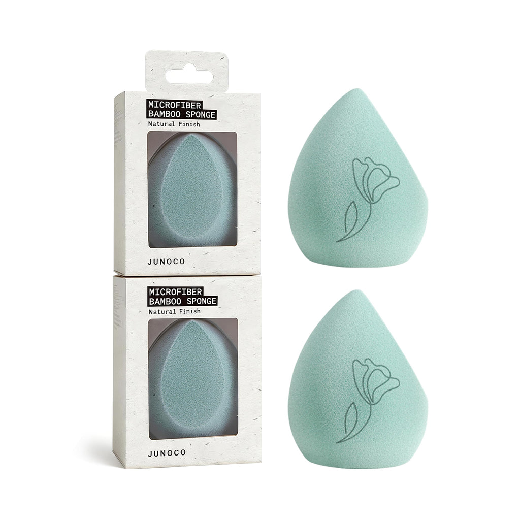 JUNO & Co. Microfiber Makeup Sponge, Dual Layer Technology for Full Coverage Flawless Makeup Blender for Foundation, Powder and Cream (Velvet Style and Blue Color)