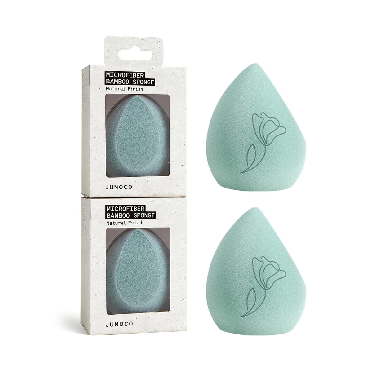 JUNO & Co. Microfiber Makeup Sponge, Dual Layer Technology for Full Coverage Flawless Makeup Blender for Foundation, Powder and Cream (Velvet Style and Blue Color)