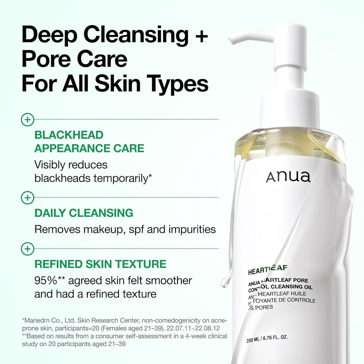 Anua Heartleaf Pore Control Cleansing Oil, Korean Skincare, 6.76 fl.oz