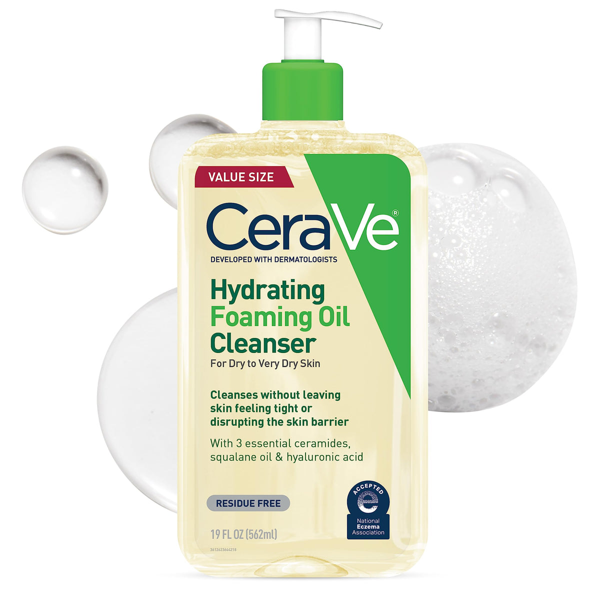 CeraVe Hydrating Foaming Oil Facial Cleanser with Hyaluronic Acid, 8oz