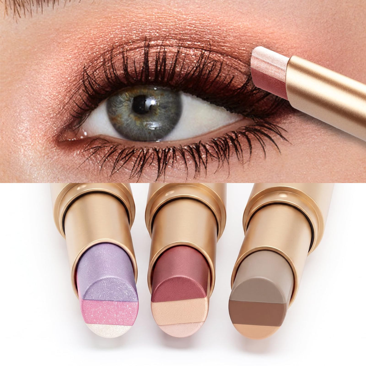 4Pcs Multi Color Eyeshadow Stick Set, 3 Color Gradient Shimmer Eye Shadow