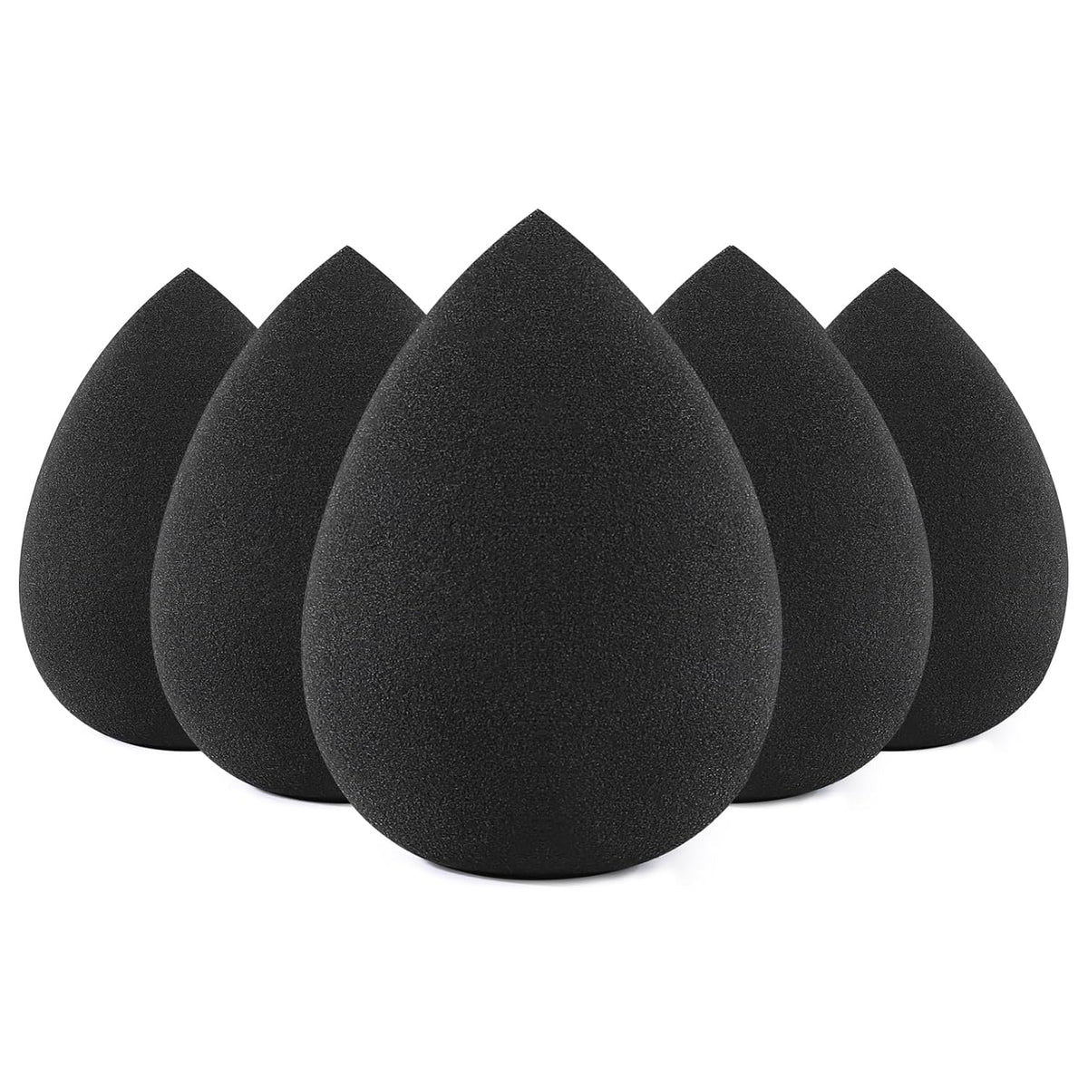 BEAKEY Makeup Sponge Set, 5 Pcs Latex-Free Foundation Beauty Sponges, Black