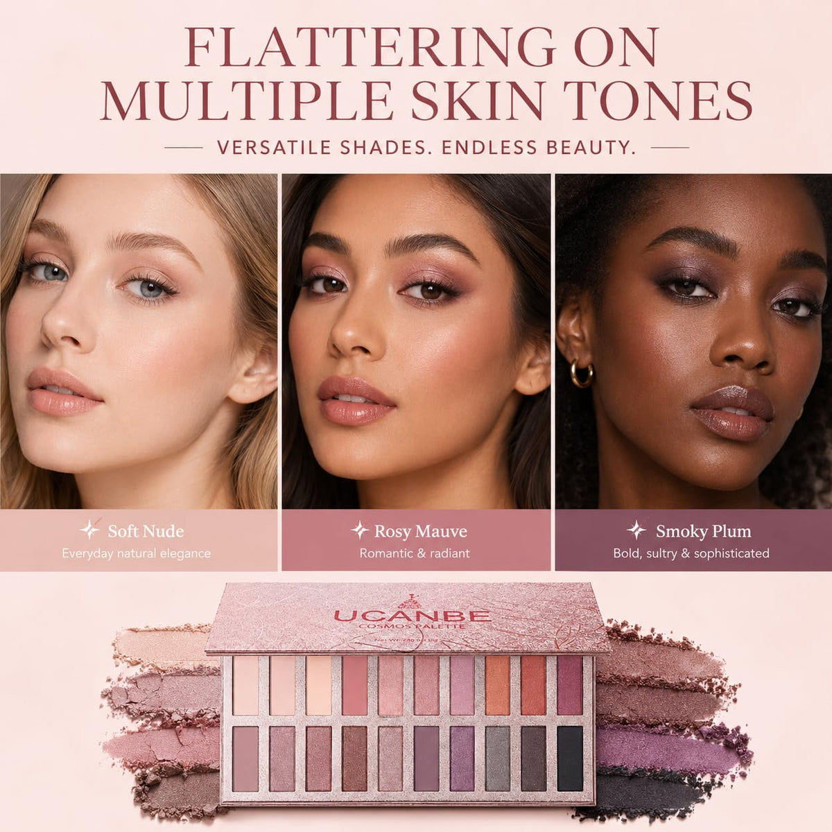 UCANBE 20 Colors Nude Eyeshadow Palette, High Pigmented Shimmer Matte Metallic Eye Shadow Pallets, Long Lasting Blendable Neutral Smokey Warm Bronze Eye Makeup