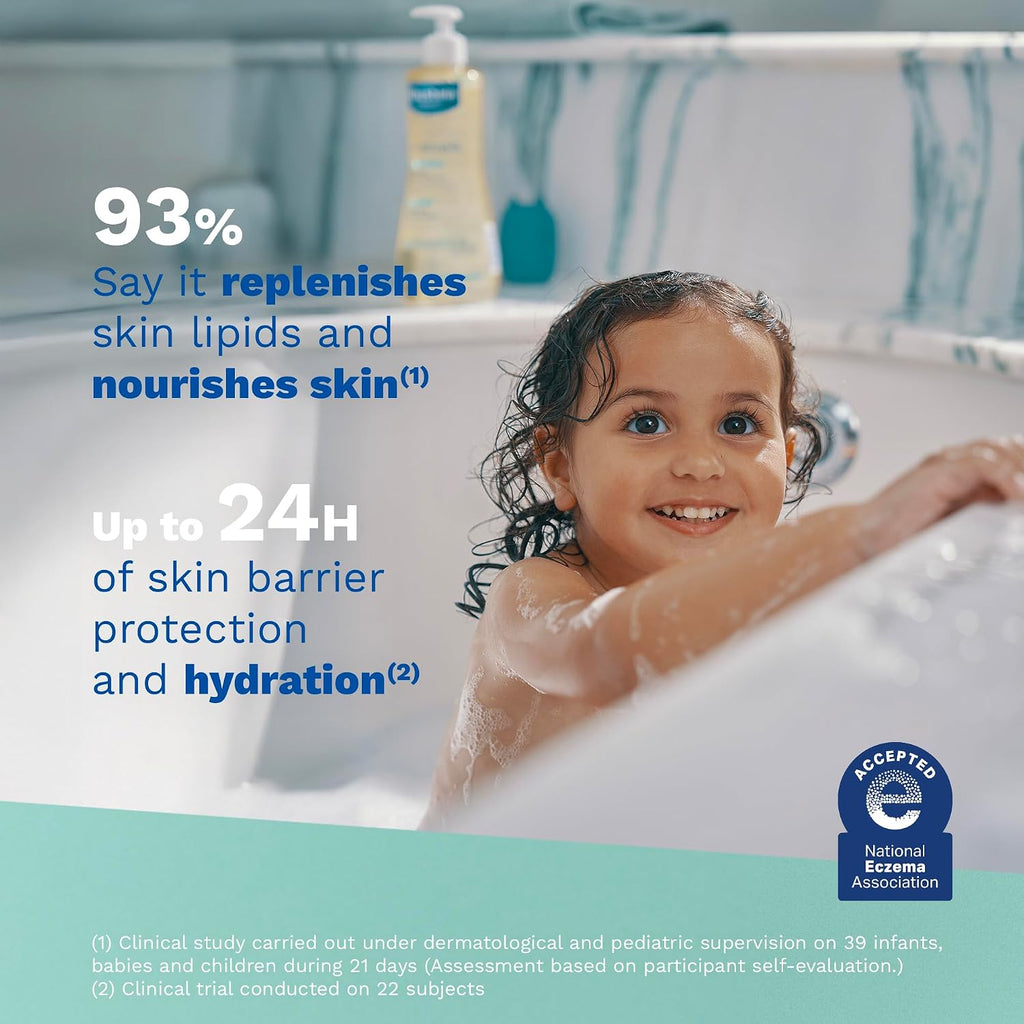 Mustela Stelatopia Eczema-Prone Skin Cleansing Oil - Baby Body Wash with Natural Avocado & Sunflower Oil - Family Skin Care Essentials - EWG Verified - Fragrance-Free & Tear Free - 16.9 fl. oz.