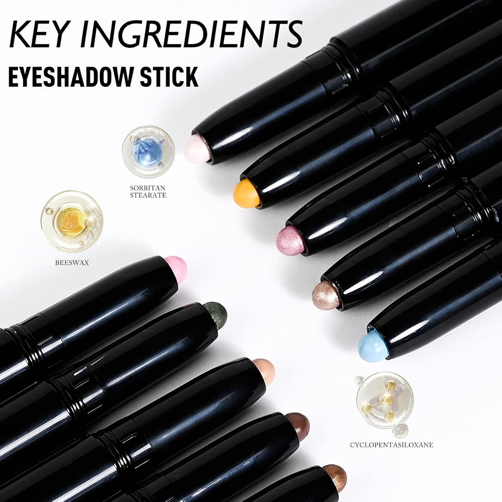 Eyeshadow Stick Light Taupe, Matte Cream Eye Shadow Stick Waterproof Nude Neutral Eyeliner Brightener Pencil Crayon Long-Lasting Eye Highlighter Makeup for Older Women Easy to Use High Pigmented