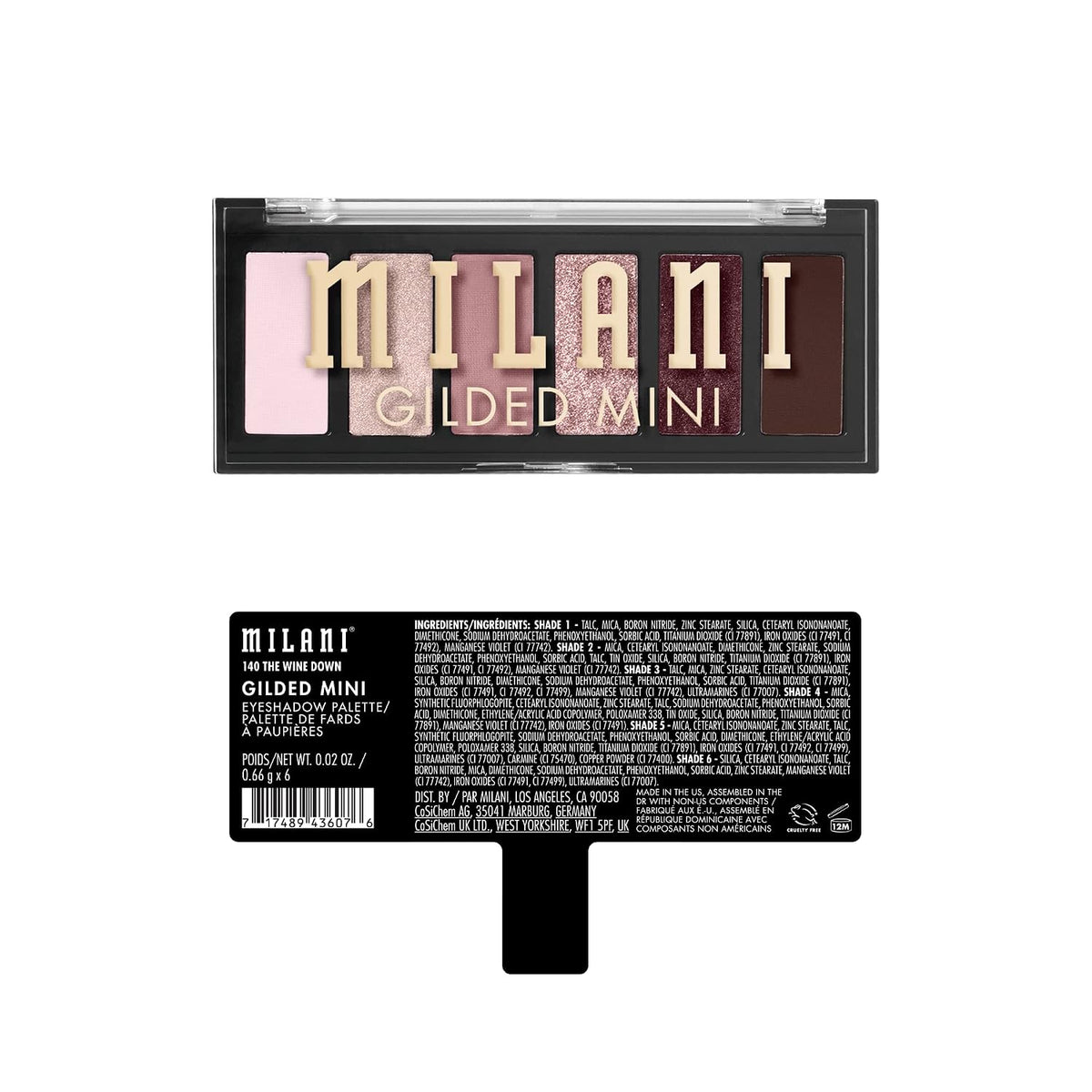 Milani Gilded Mini Eyeshadow Palette Matte Shimmer Makeup - The Wine Down