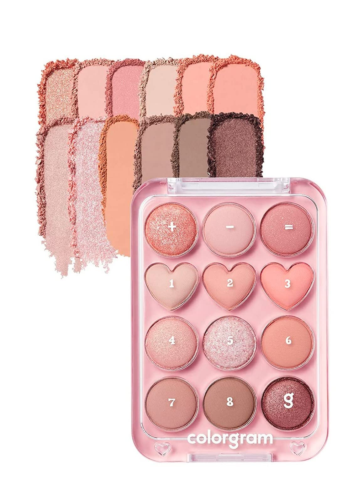 COLORGRAM Pin Point Eyeshadow Palette 02 Pink+Mauve= | Ultra-Blendable Matte, Glitter, Shimmer Shades for Daily Makeup | K-Beauty Eye Palette with Easy-to-Use Calculator Design