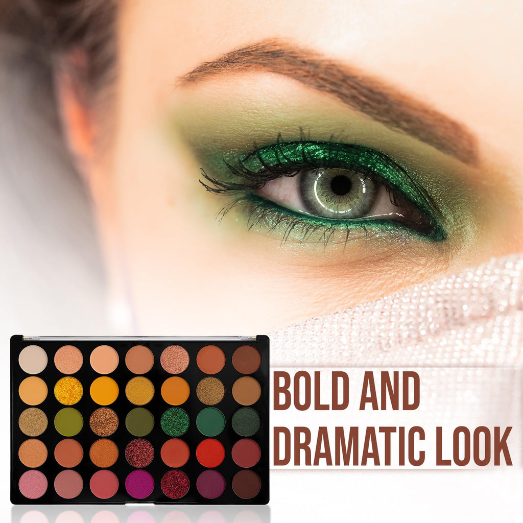 Profusion Cosmetics Marigold 35 Shade Eyeshadow Palette – Multicolor Blendable Natural Shades in Matte, Shimmer, and Glitter Finishes, Long-Wear Formula, Vegan & Cruelty-Free Makeup