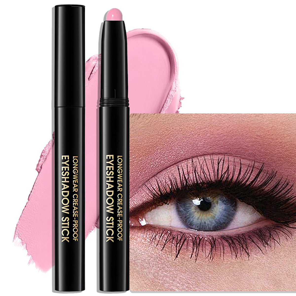 Eyeshadow Stick Light Taupe, Matte Cream Eye Shadow Stick Waterproof Nude Neutral Eyeliner Brightener Pencil Crayon Long-Lasting Eye Highlighter Makeup for Older Women Easy to Use High Pigmented