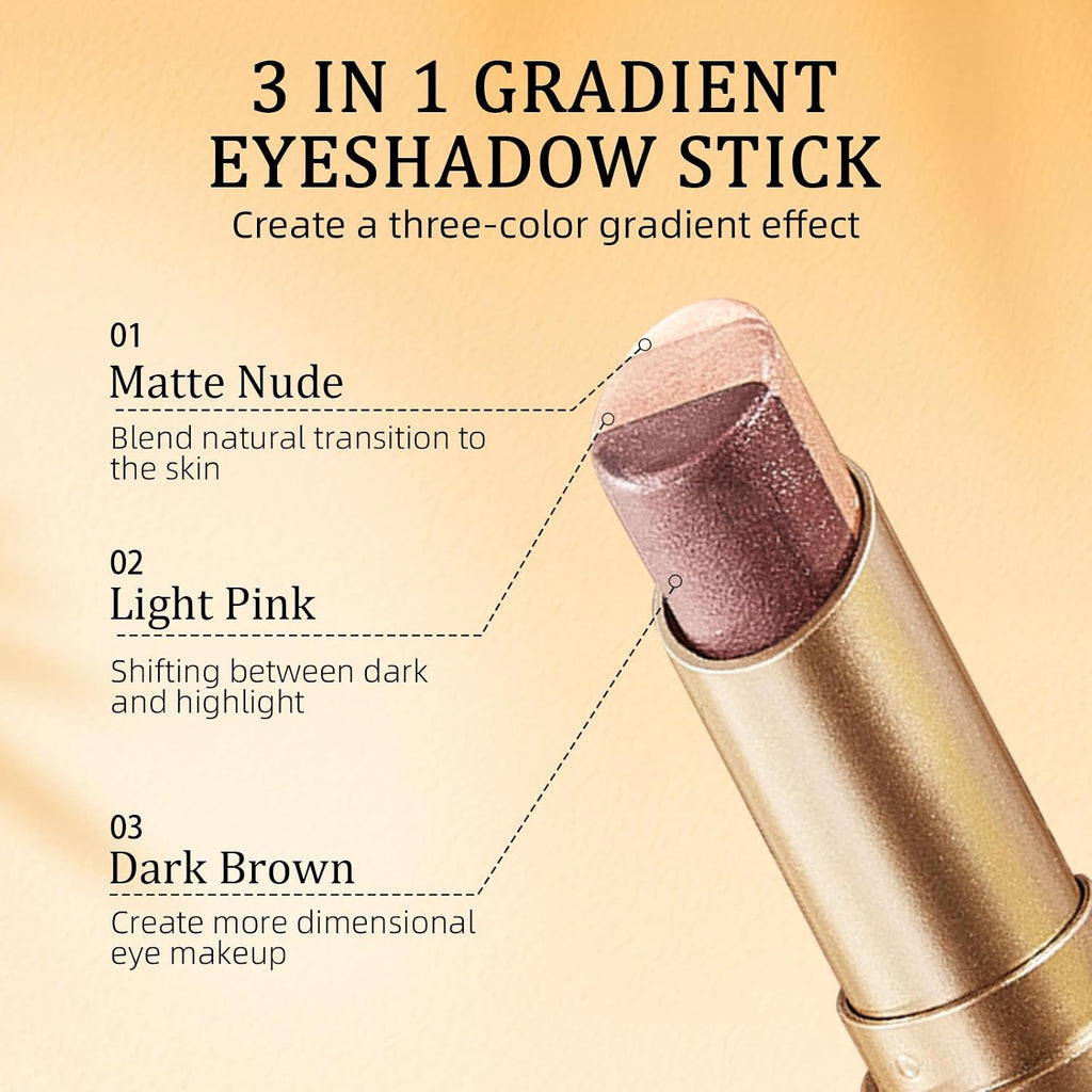 4Pcs Multi Color Eyeshadow Stick Set, 3 Color Gradient Shimmer Eye Shadow