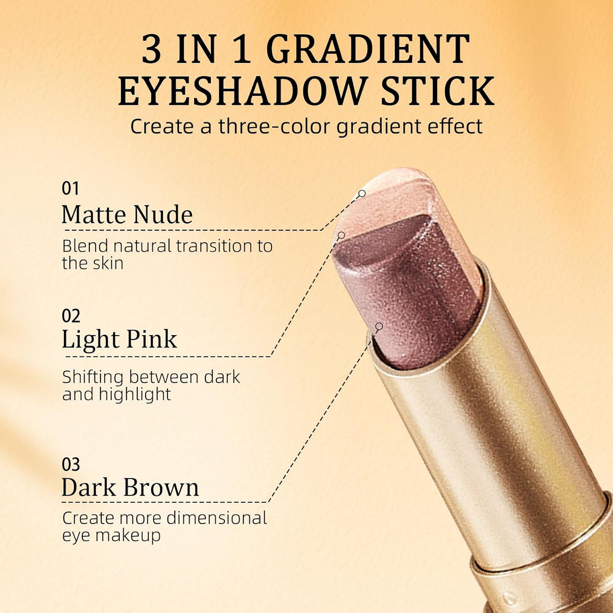 4Pcs Multi Color Eyeshadow Stick Set, 3 Color Gradient Shimmer Eye Shadow