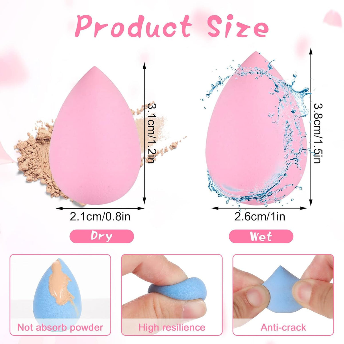 40 Pcs Mini Makeup Sponges, Multi-Color, Latex-Free, with Case