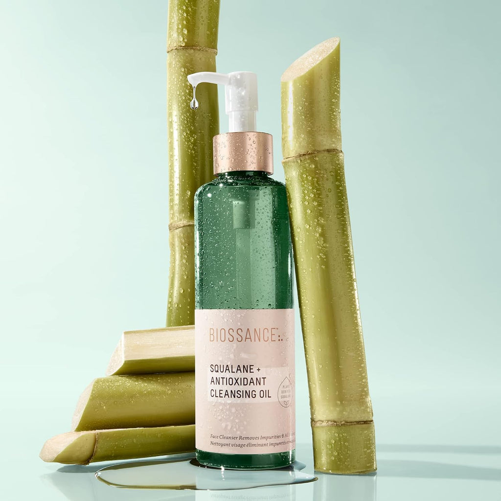 BIOSSANCE Squalane + Antioxidant Cleansing Oil. Lightweight Facial Oil Cleans Deep into Pores, Removes Makeup and Hydrates Skin. For all Skin Types