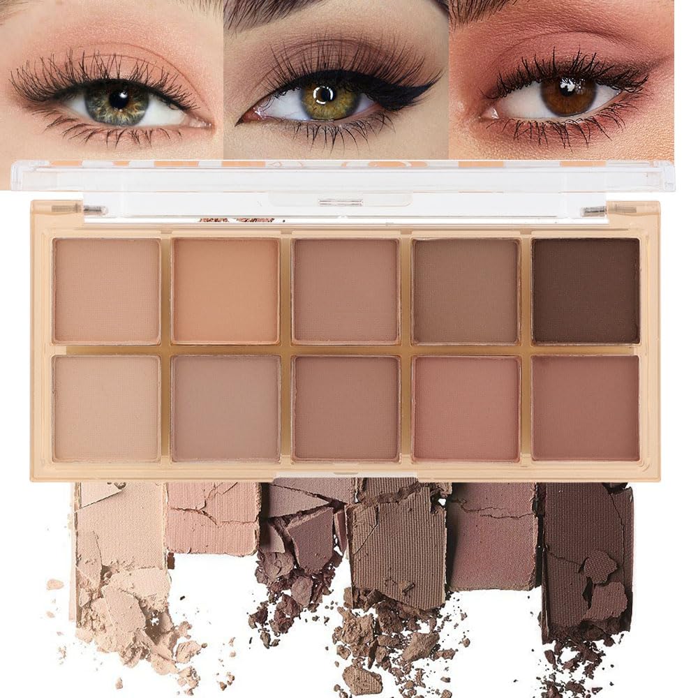 evpct Mauve Taupe Plum Matte Single Eye Shadow Palette Makeup for Older Women, Plum Lavender Purple Natural Cream Eyeshadow Palette for Green Eyes, High Pigment Mini Monochrome Eyeshadow