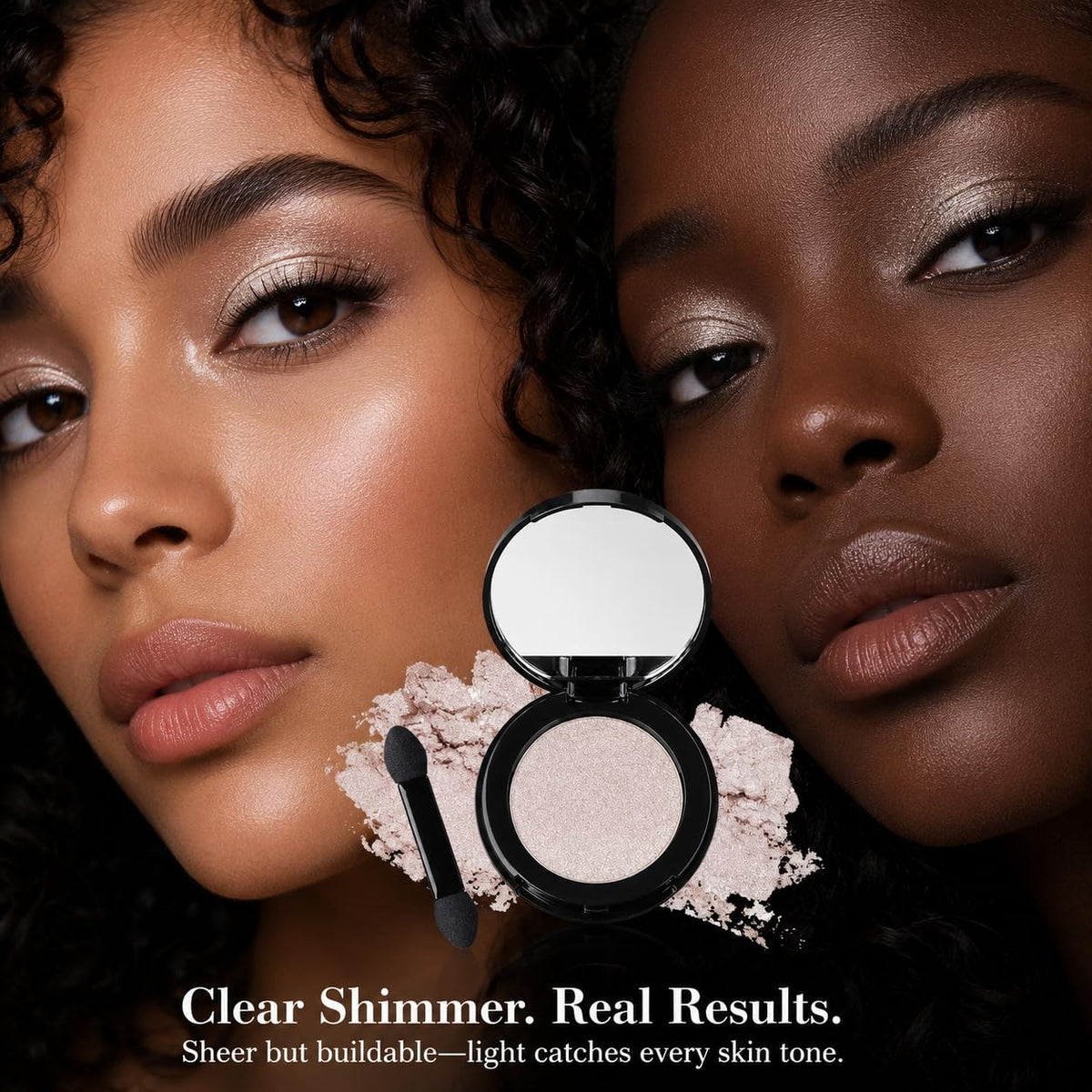 MEICOLY Champagne Shimmer Eyeshadow with Mirror,Shimmer Sparkly Eye Shadow Palette,Pressed Powder Single Eyeshadow for Women and Girls,Eye Makeup Eyelid Color,High Pigment,Long Wearing,Waterproof
