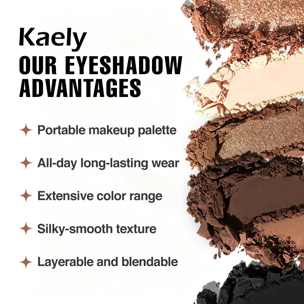evpct 9 Colors Brown Nude Gold Black Smokey Glitter Eyeshadow Palette