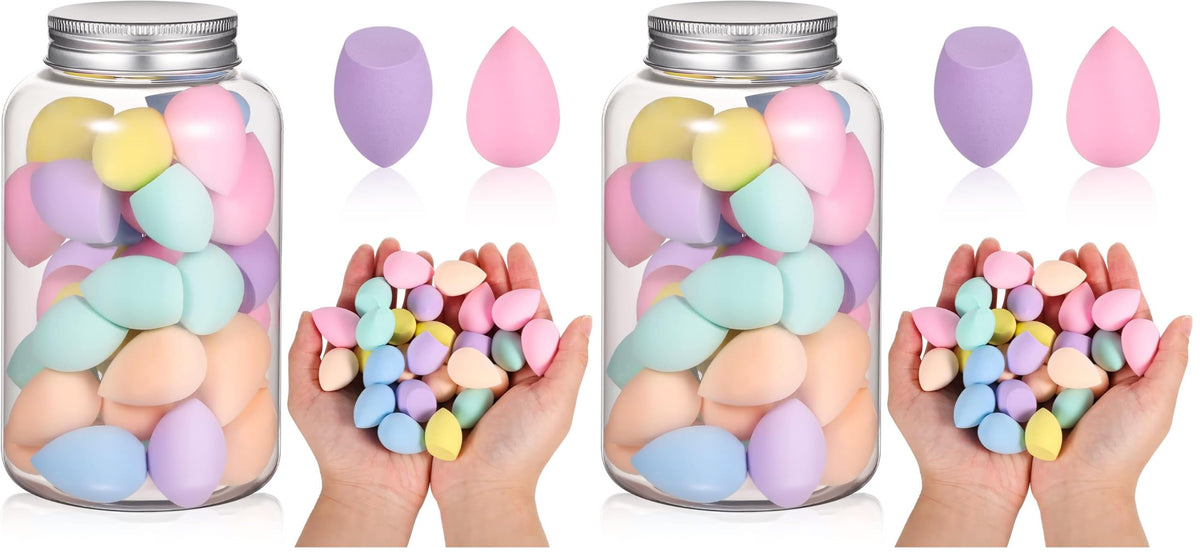 40 Pcs Mini Makeup Sponges, Multi-Color, Latex-Free, with Case