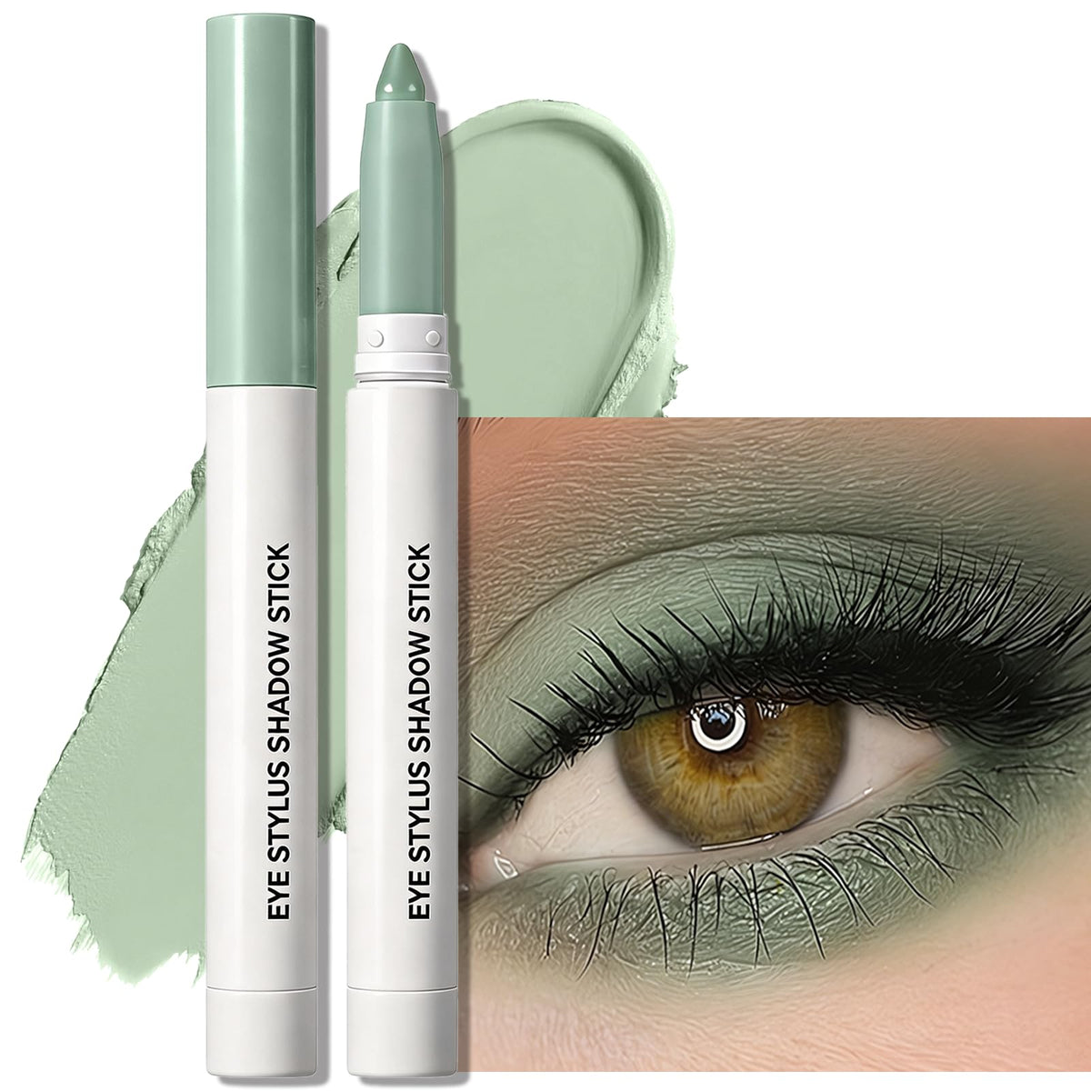 Eyeshadow Stick Light Taupe, Matte Cream Eye Shadow Stick Waterproof Nude Neutral Eyeliner Brightener Pencil Crayon Long-Lasting Eye Highlighter Makeup for Older Women Easy to Use High Pigmented
