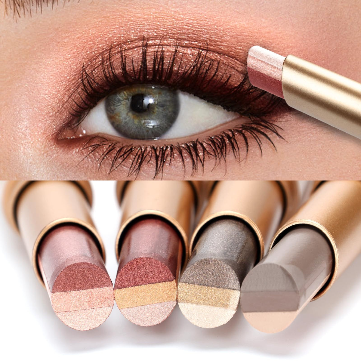 4Pcs Multi Color Eyeshadow Stick Set, 3 Color Gradient Shimmer Eye Shadow